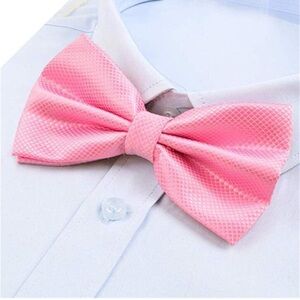 🌻4/$20 Mens Formal Banded Pink Bow Tie Pre-tied Adjustable One Size New Package
